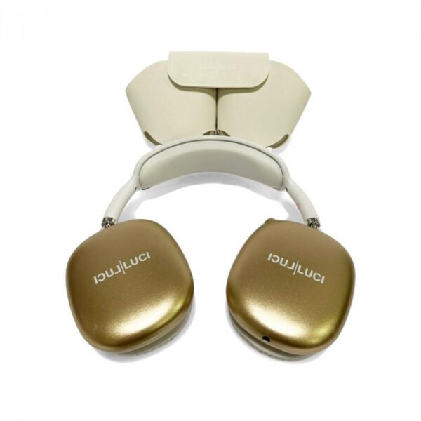 Fone de ouvido sem fio almofada com case (Branco com Dourado)