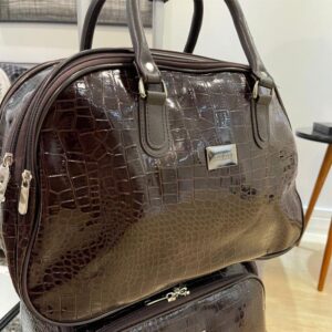Conj Mala+Bolsa Luci Luci Elements (Marrom brilho/Jacaré) - Imagem 2