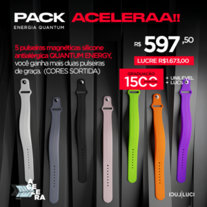 PACK ACELERAA ENERGIA QUANTUM - Pulseira Magnética Silicone Quantum Energy (Pague 5 Leve 7)