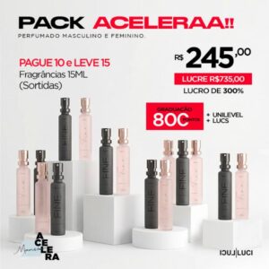 PACK ACELERAA PERFUMADO MASCULINO E FEMININO - Pague 10 leve 15 Fragrâncias 15ml